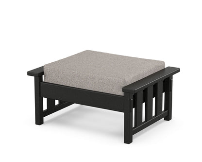 Martha Stewart by POLYWOOD® Acadia Deep Seating Ottoman in Black / Weathered Tweed