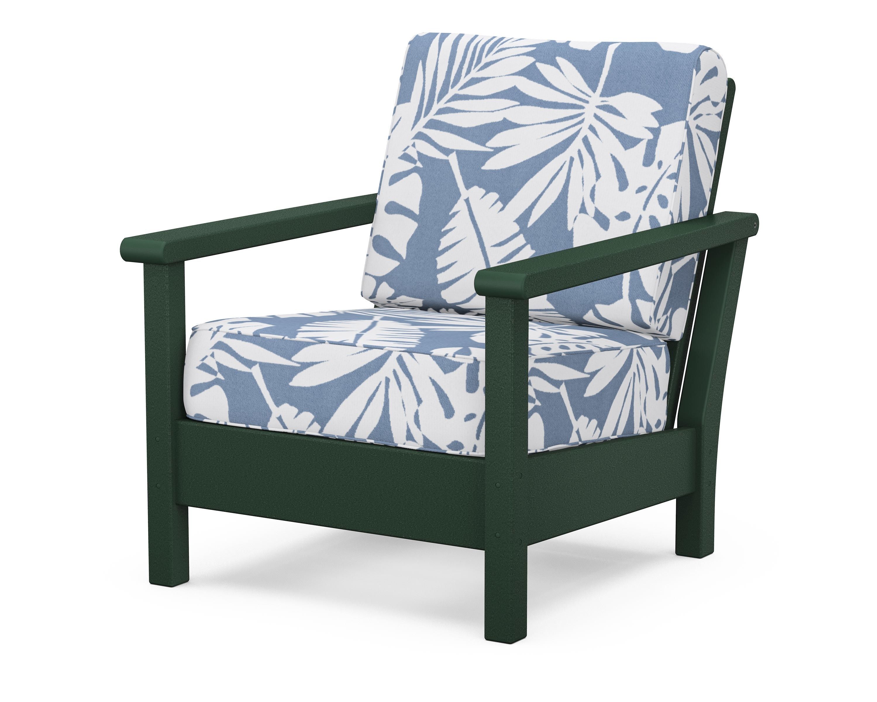 POLYWOOD® Harbour Deep Seating Chair in Green / Leaf Sky Blue