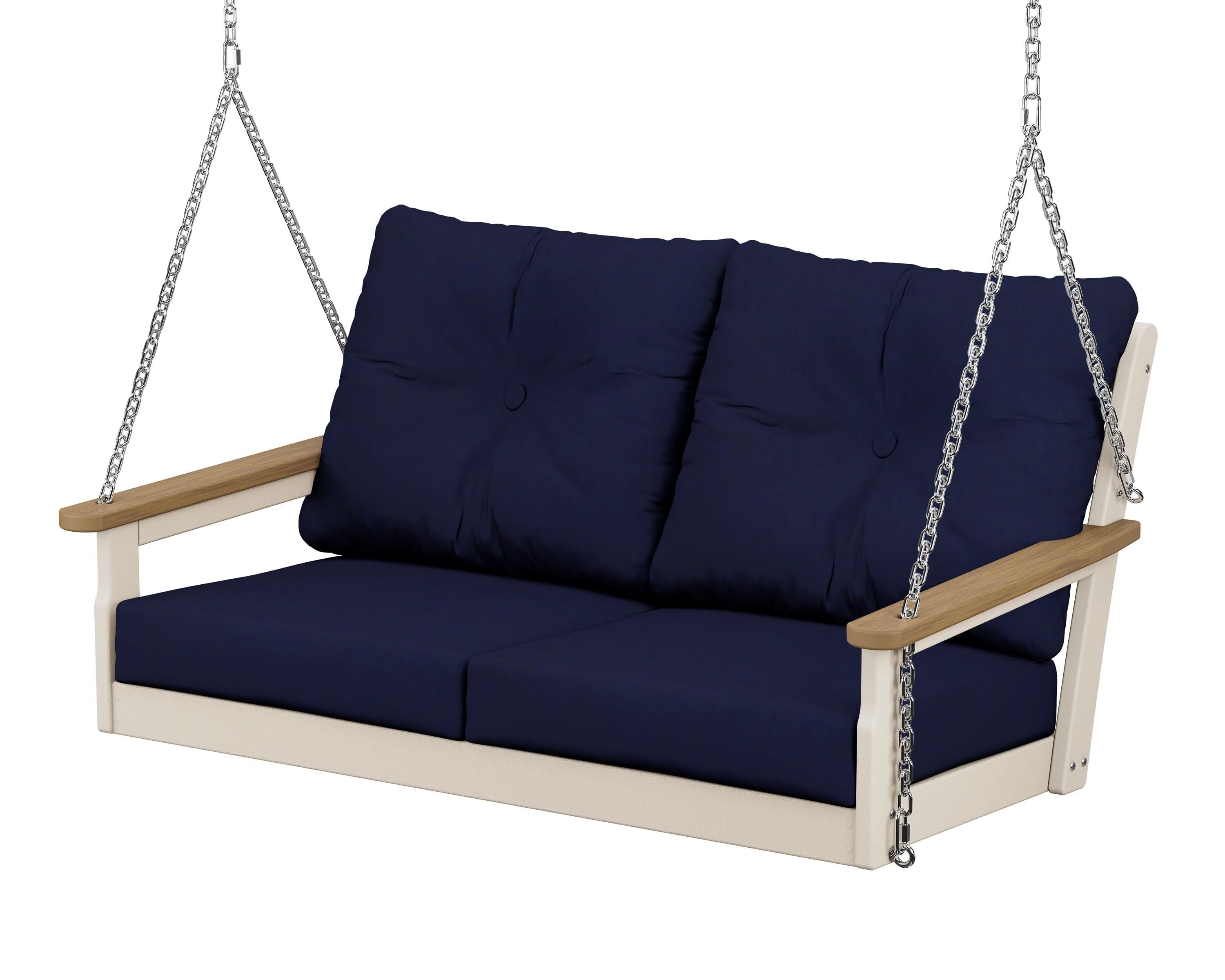 POLYWOOD® Vineyard Deep Seating Swing in Sand / Natural / Navy
