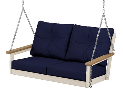 POLYWOOD® Vineyard Deep Seating Swing in Sand / Natural / Navy