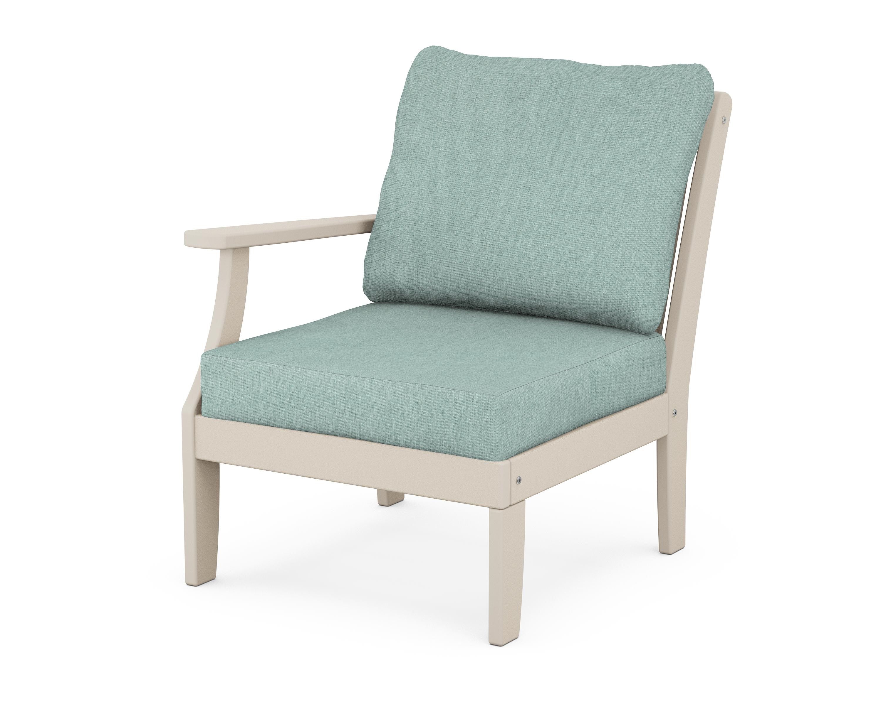 POLYWOOD® Braxton Modular Left Arm Chair in Sand / Glacier Spa