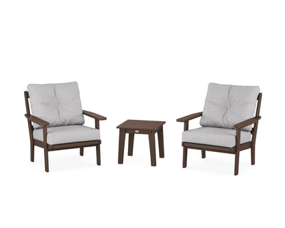 POLYWOOD® Oxford 3-Piece Deep Seating Set in Mahogany / Granite