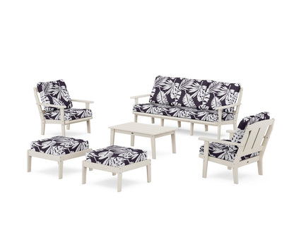 POLYWOOD® Mission 6-Piece Lounge Sofa Set in Sand / Leaf Navy