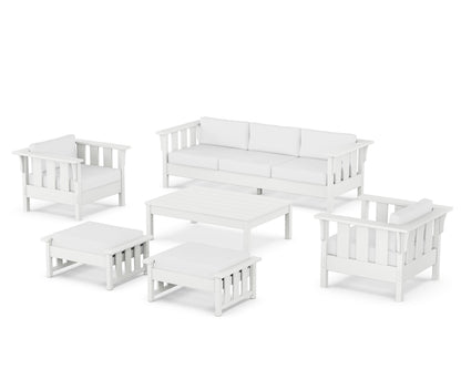 Martha Stewart by POLYWOOD® Acadia 6-Piece Lounge Sofa Set in White / Natural