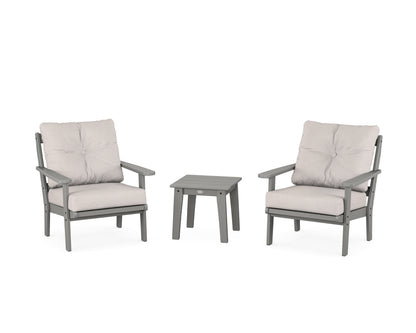 POLYWOOD® Mission 3-Piece Deep Seating Set in Slate Grey / Dune Burlap