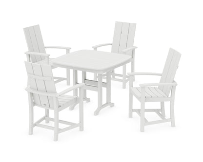 POLYWOOD® Modern Adirondack 5-Piece Dining Set in White