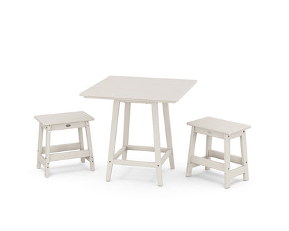 POLYWOOD® Modern Studio Stool 3-Piece Square Bistro Set in Sand