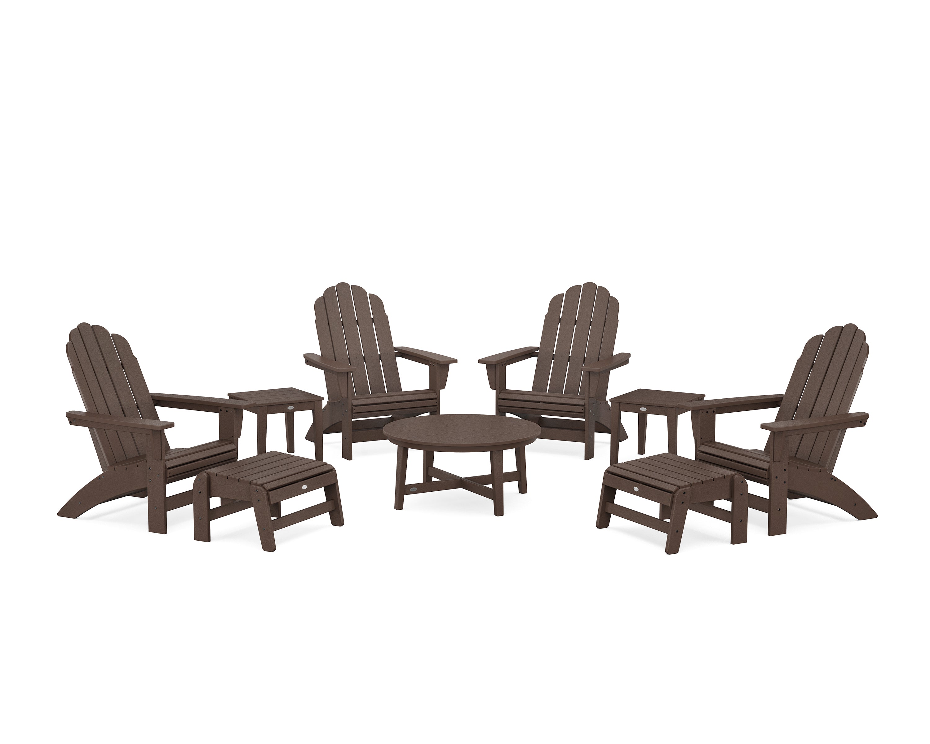 POLYWOOD® Vineyard Grand Adirondack 9-Piece Conversation Set in Mahogany