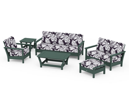POLYWOOD® Harbour 6-Piece Outdoor Living Set in Green / Leaf Navy