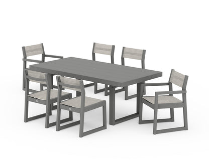 POLYWOOD® EDGE Sling 7-Piece Dining Set in Slate Grey / Birch Sling