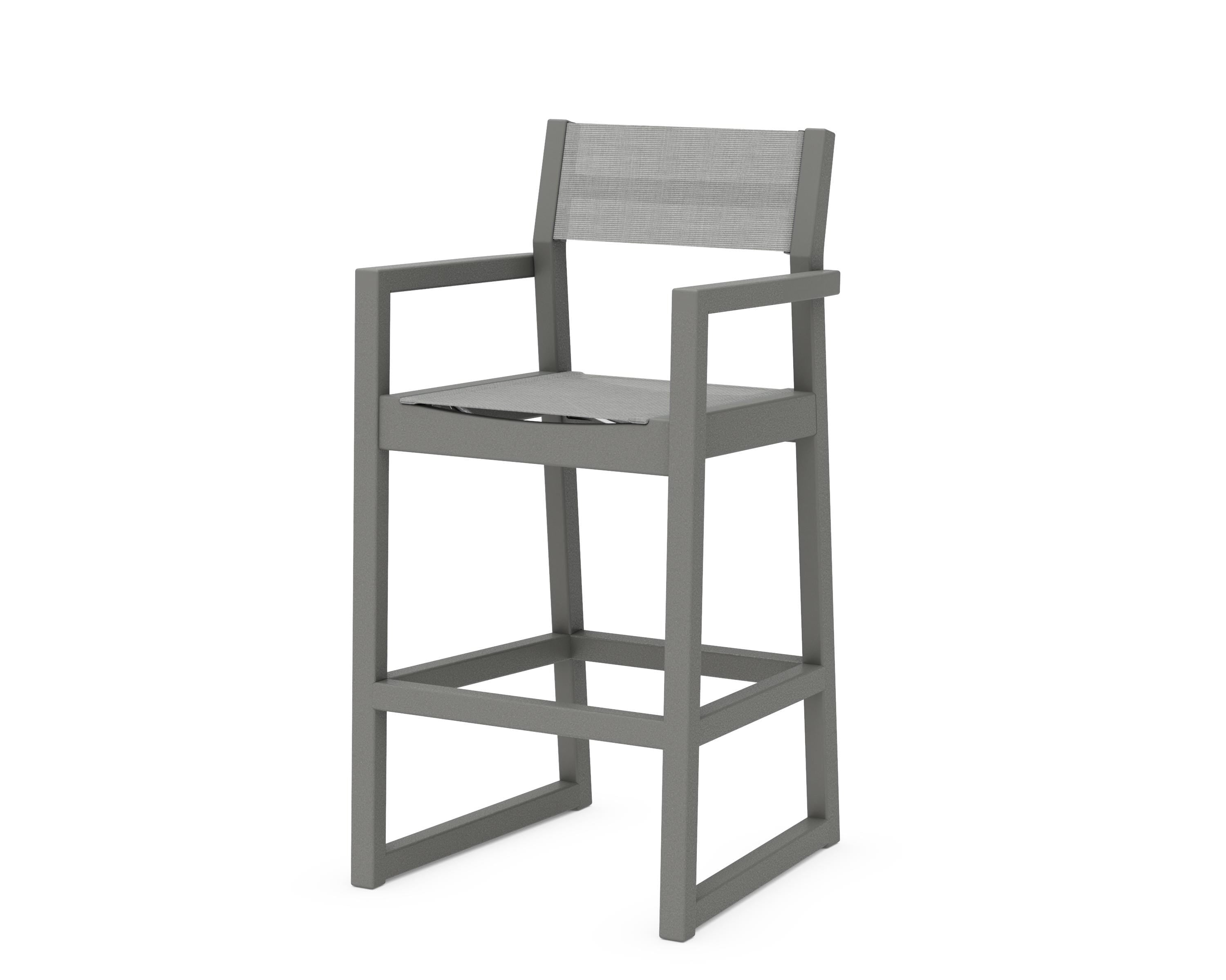 POLYWOOD® EDGE Sling Bar Arm Chair in Slate Grey / Metallic Sling