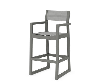 POLYWOOD® EDGE Sling Bar Arm Chair in Slate Grey / Metallic Sling