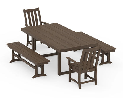 Vineyard 5-Piece Dining Set with Benches