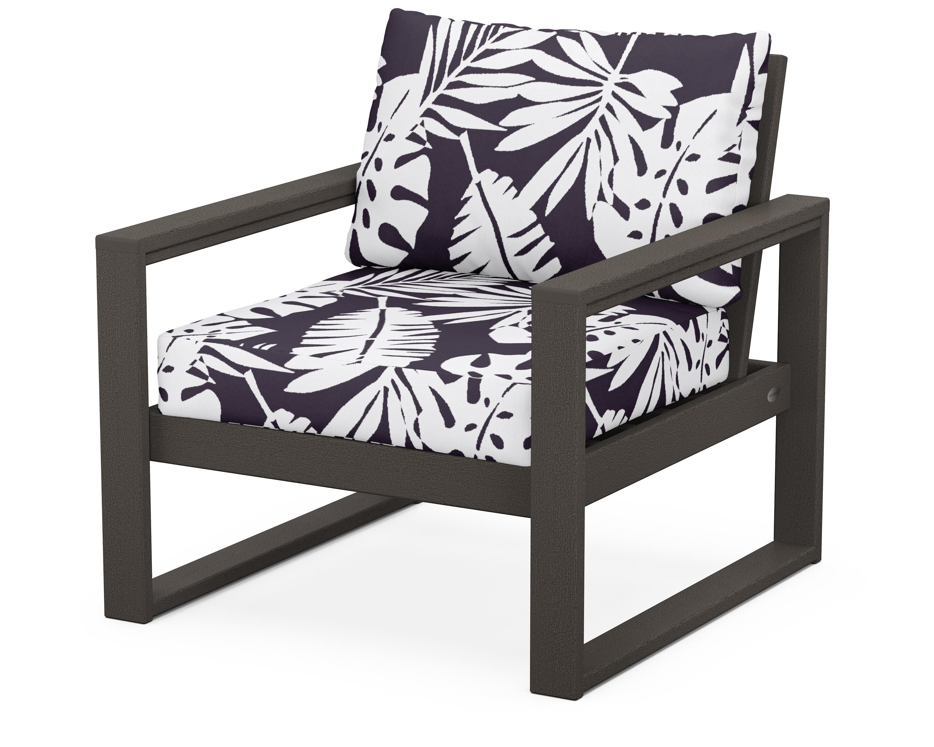 POLYWOOD® EDGE Club Chair in Vintage Coffee / Leaf Navy