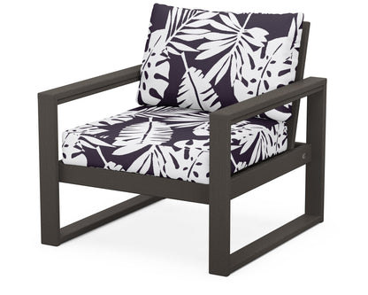 POLYWOOD® EDGE Club Chair in Vintage Coffee / Leaf Navy