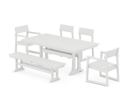 POLYWOOD® EDGE 6-Piece Farmhouse Dining Set With Trestle Legs in White