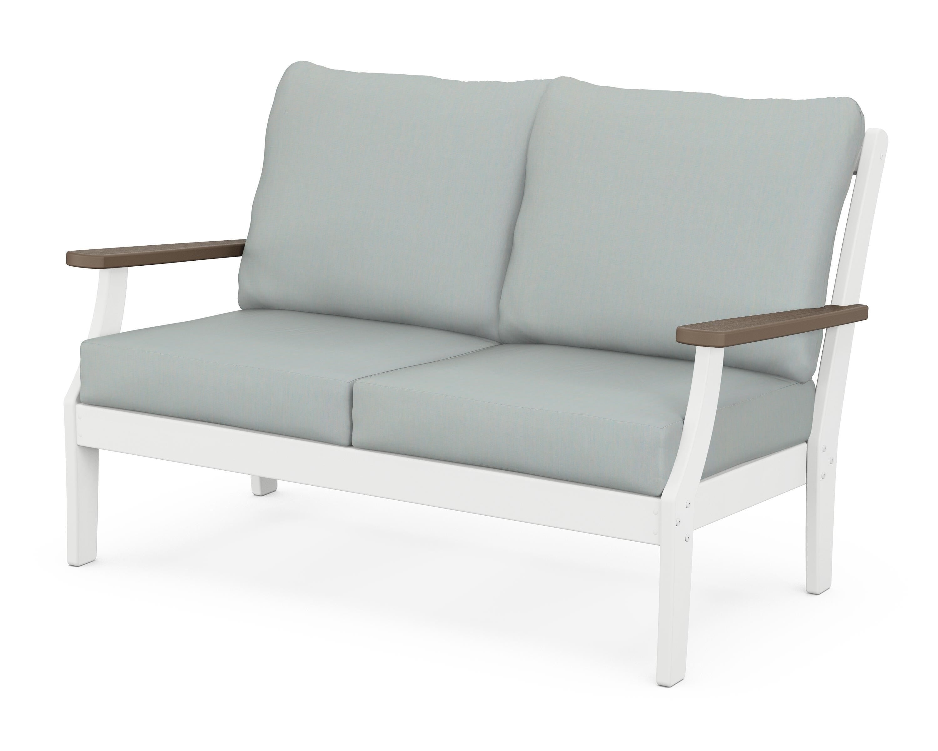 POLYWOOD® Braxton Deep Seating Loveseat in White / Kona / Spa