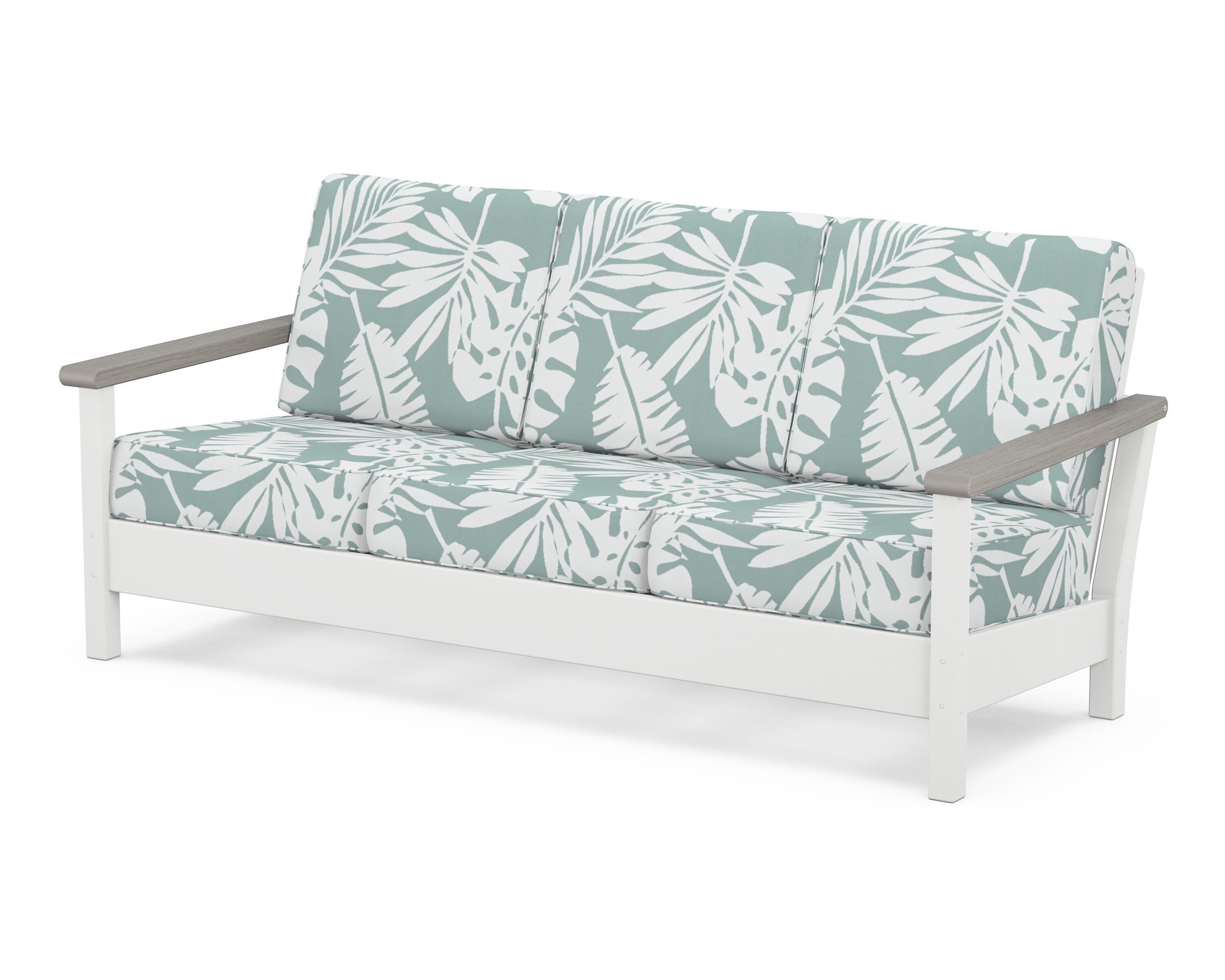POLYWOOD® Harbour Deep Seating Sofa in White / Driftwood / Leaf Glacier Spa