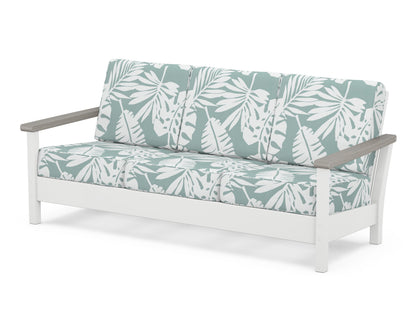 POLYWOOD® Harbour Deep Seating Sofa in White / Driftwood / Leaf Glacier Spa