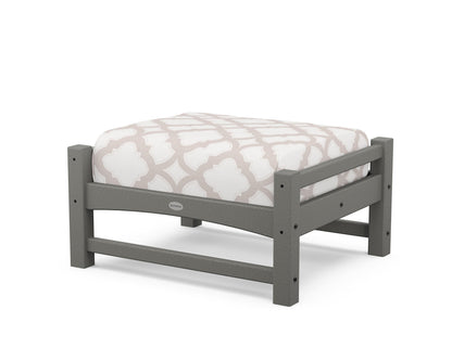 POLYWOOD® Club Ottoman in Slate Grey / Trellis Dune Burlap