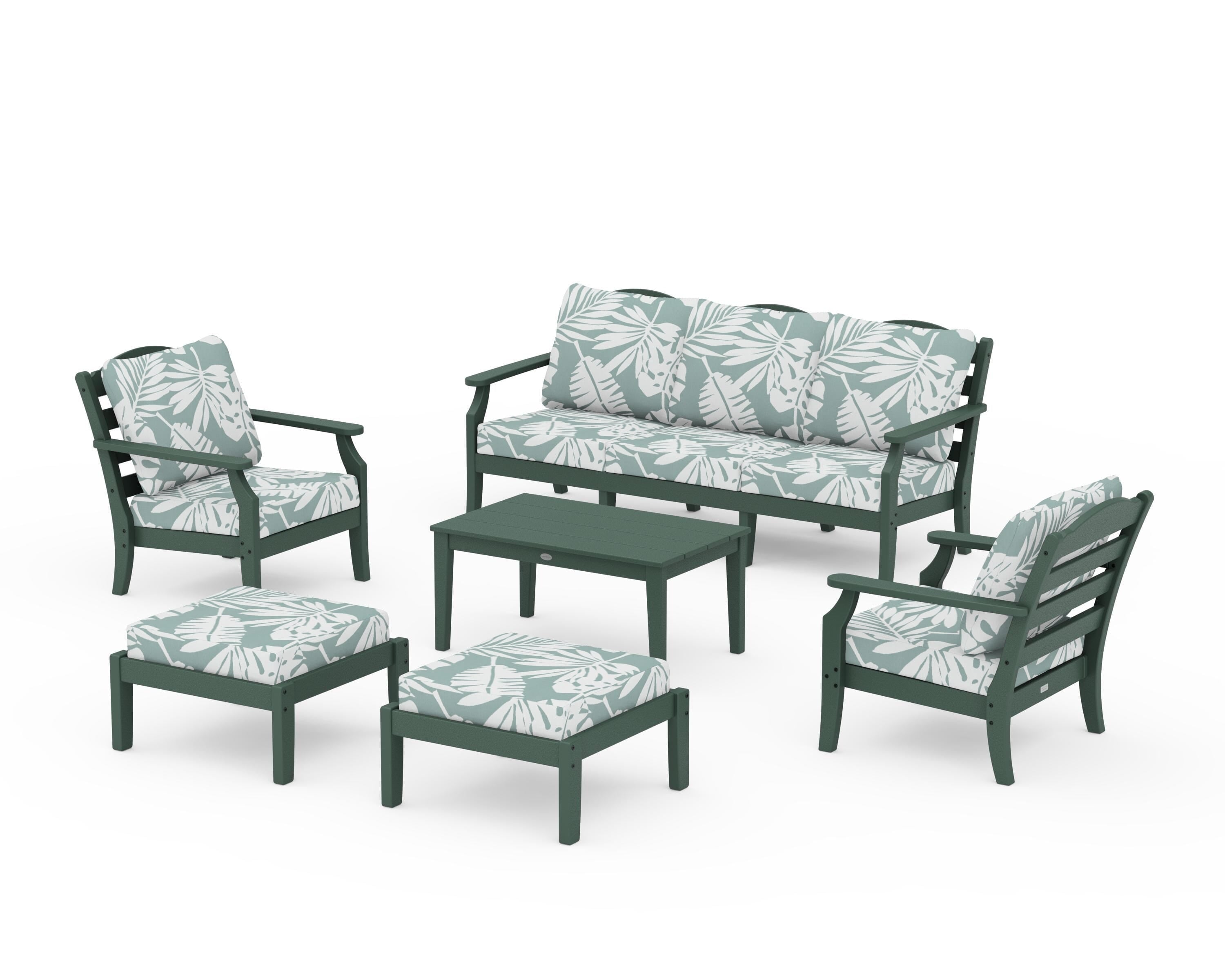 Draper James™ by  POLYWOOD® Savannah 6-Piece Lounge Sofa Set in Green / Leaf Glacier Spa