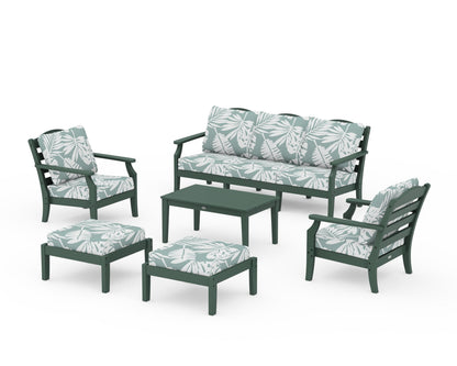 Draper James™ by  POLYWOOD® Savannah 6-Piece Lounge Sofa Set in Green / Leaf Glacier Spa
