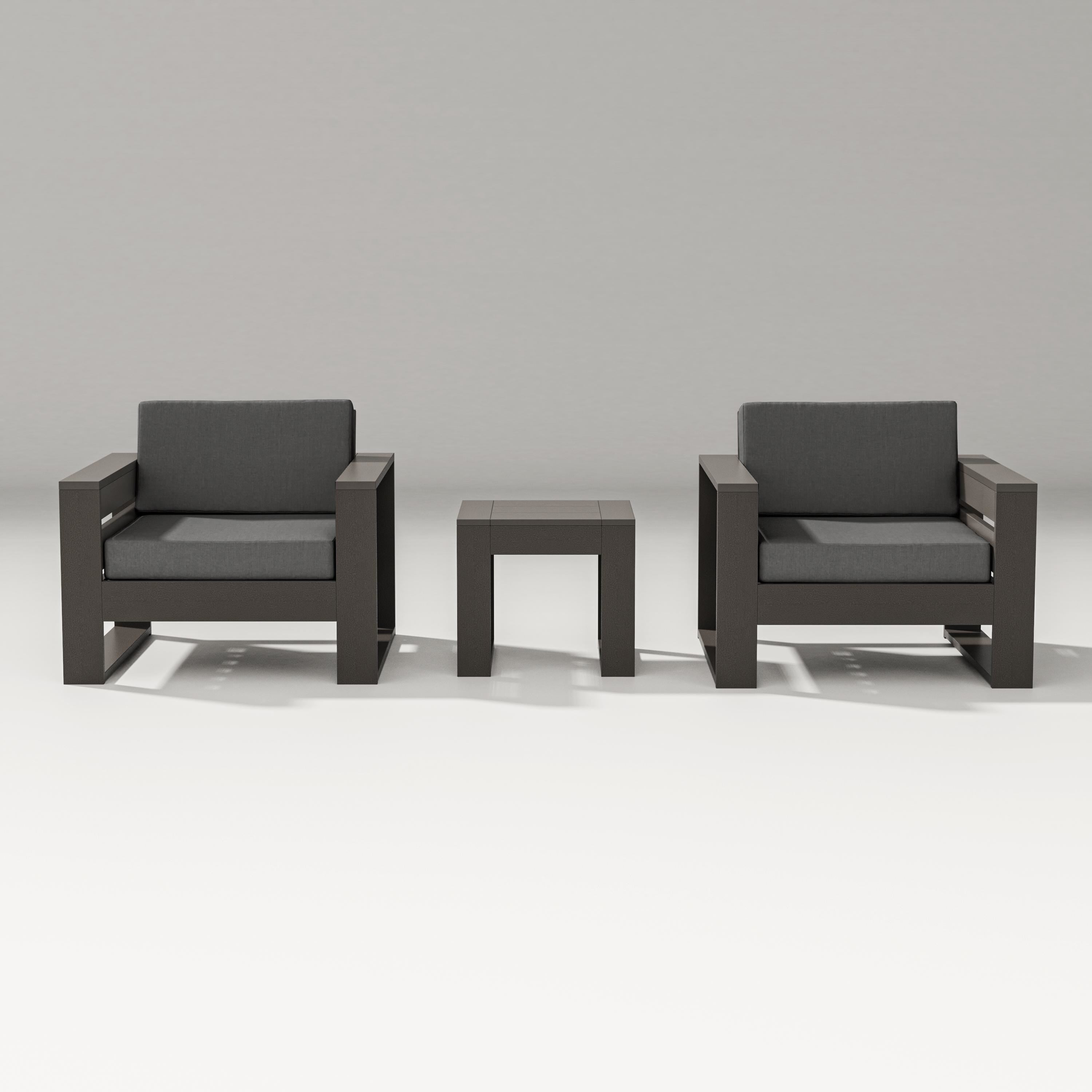 PW Designer Series Latitude 3-Piece Lounge Chair Set in Vintage Coffee / Spectrum Carbon