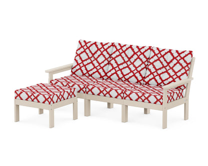 POLYWOOD® Vineyard 4-Piece Sectional with Ottoman in Sand / Trellis Crimson