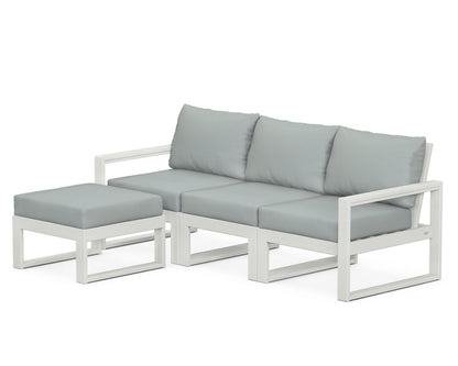POLYWOOD® EDGE 4-Piece Modular Deep Seating Set with Ottoman in Vintage White / Spa