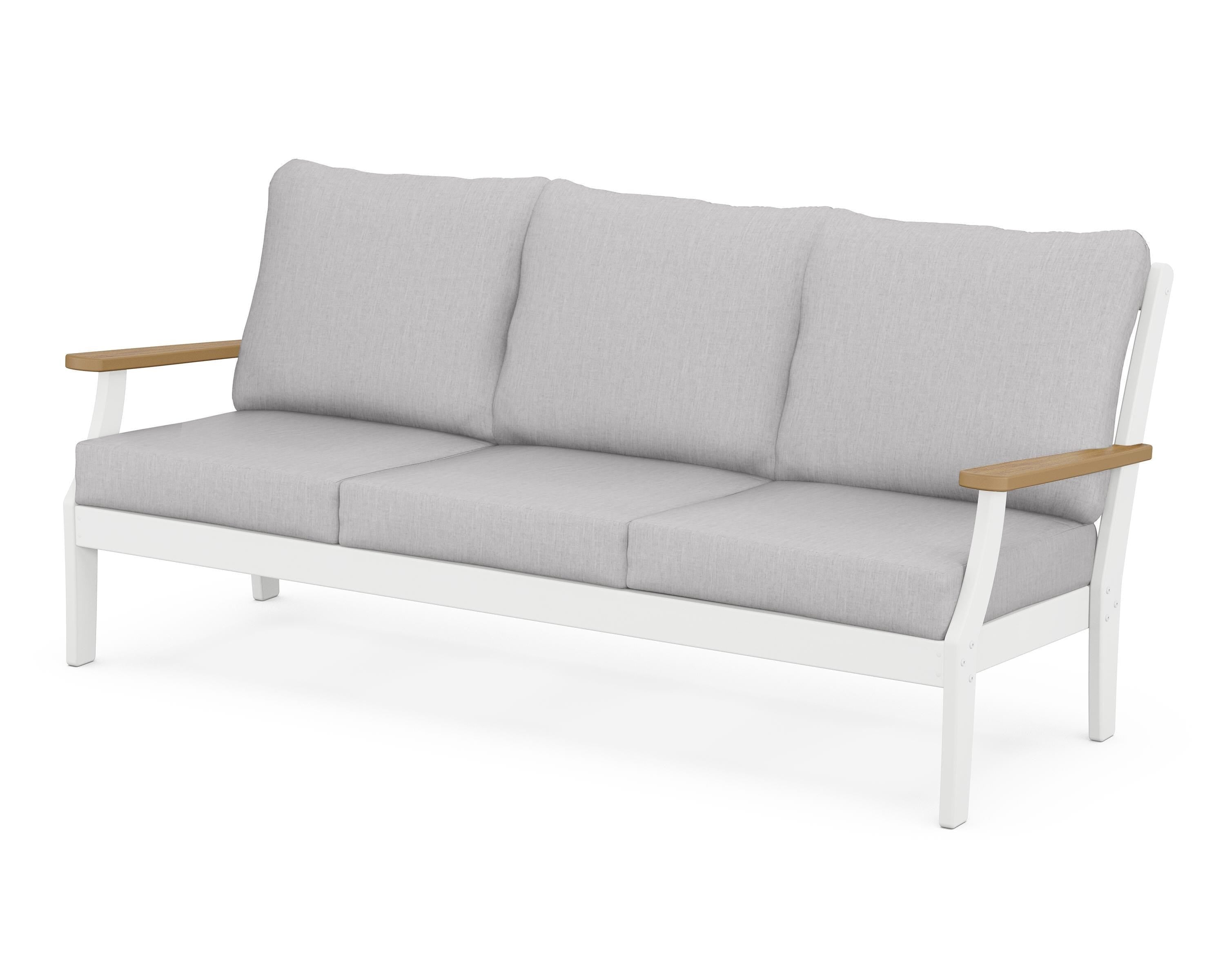 POLYWOOD® Braxton Deep Seating Sofa in White / Natural / Granite