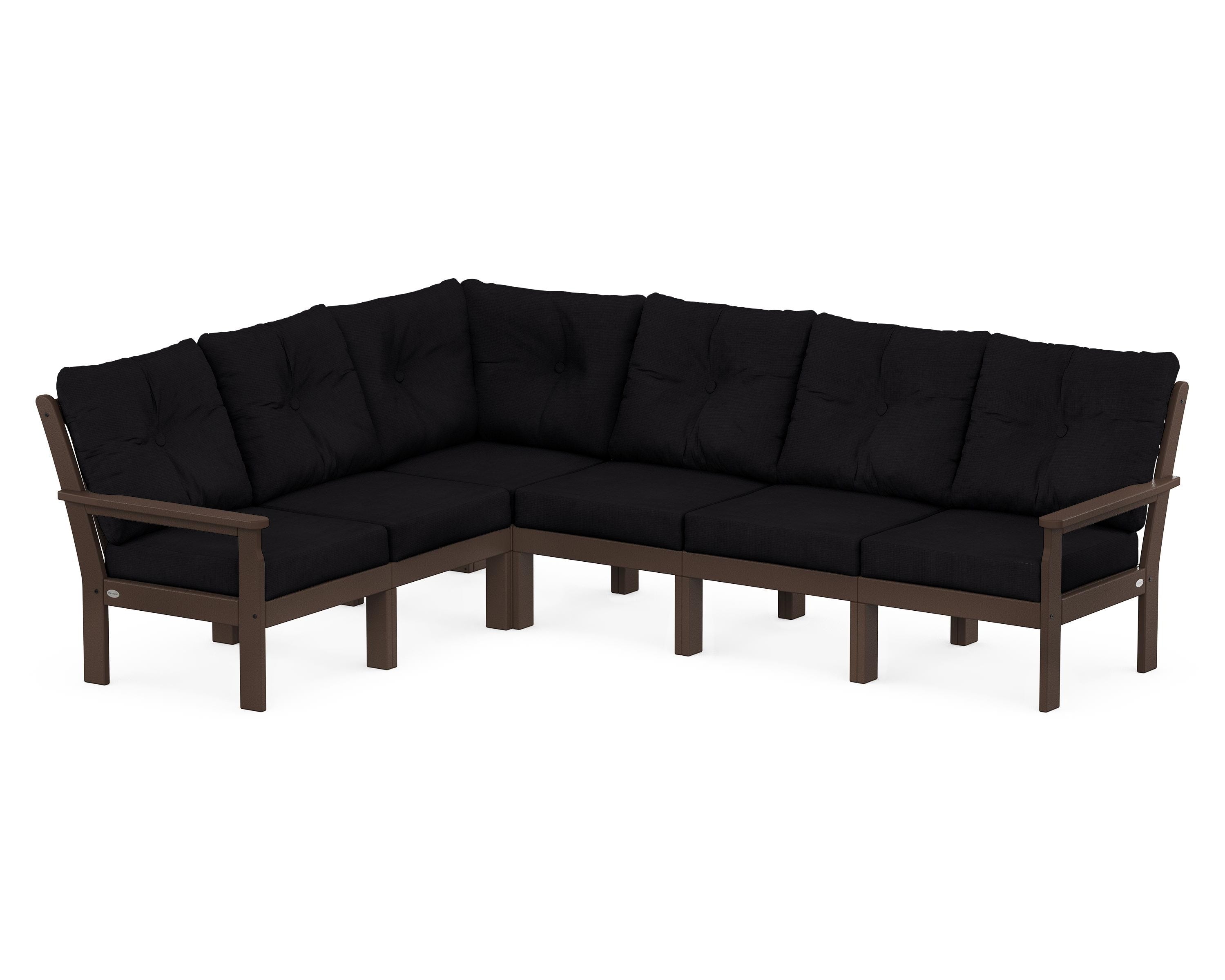 POLYWOOD® Vineyard 6-Piece Sectional in Mahogany / Midnight Linen