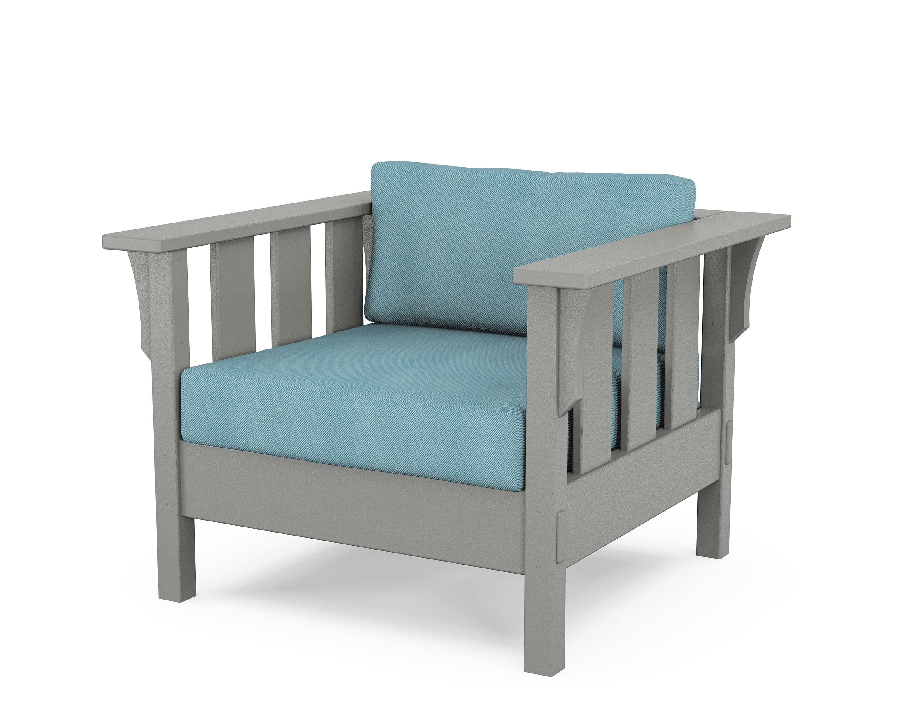 Martha Stewart by POLYWOOD® Acadia Deep Seating Chair in Slate Grey / Lattice Sky Blue