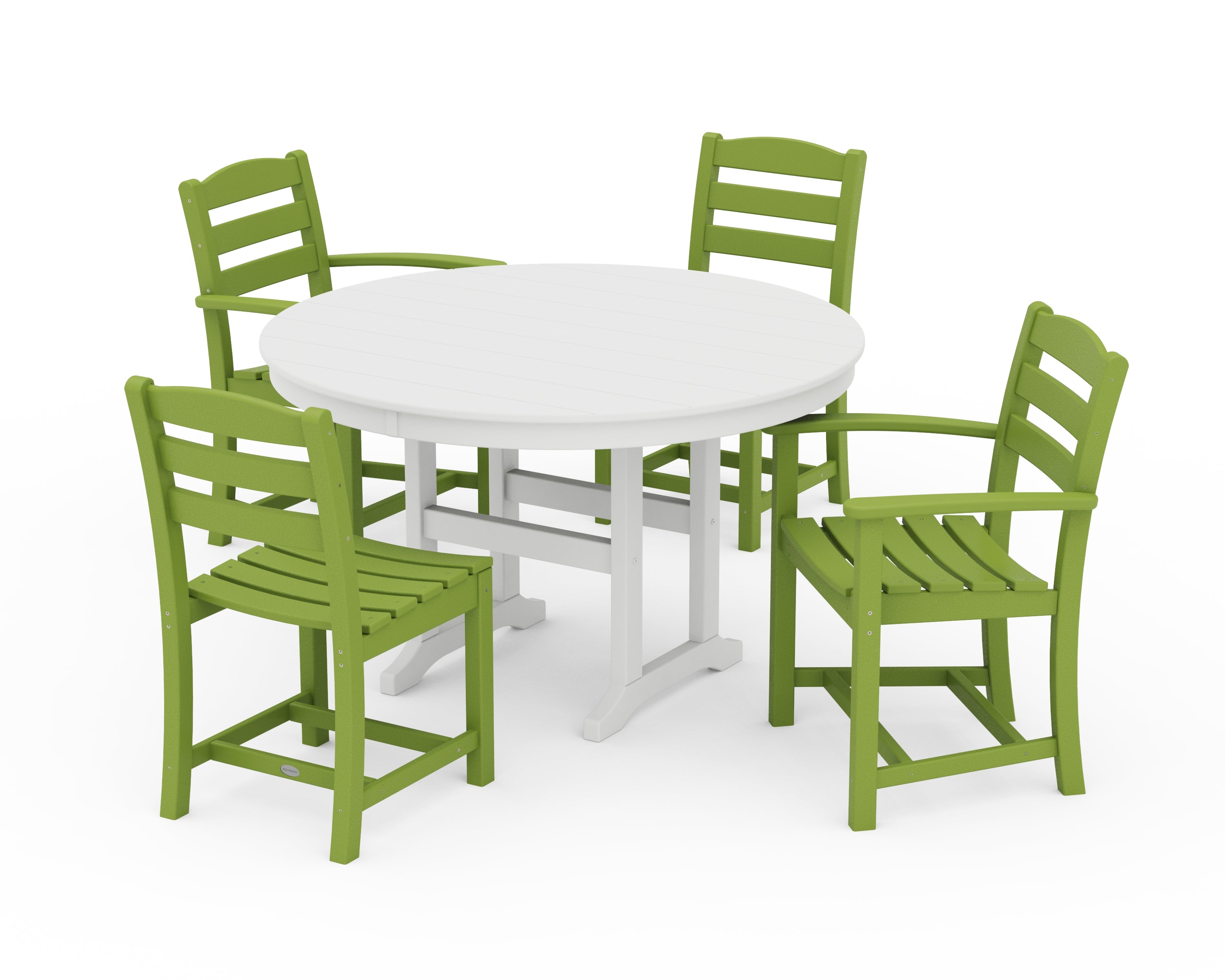 POLYWOOD® La Casa Café 5-Piece Round Farmhouse Dining Set in Lime / White