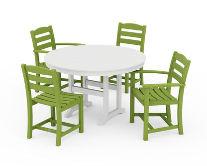 POLYWOOD® La Casa Café 5-Piece Round Farmhouse Dining Set in Lime / White