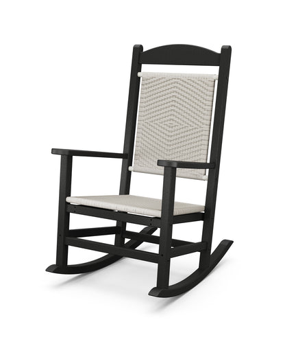 POLYWOOD® Presidential Woven Rocking Chair in Black / White Loom