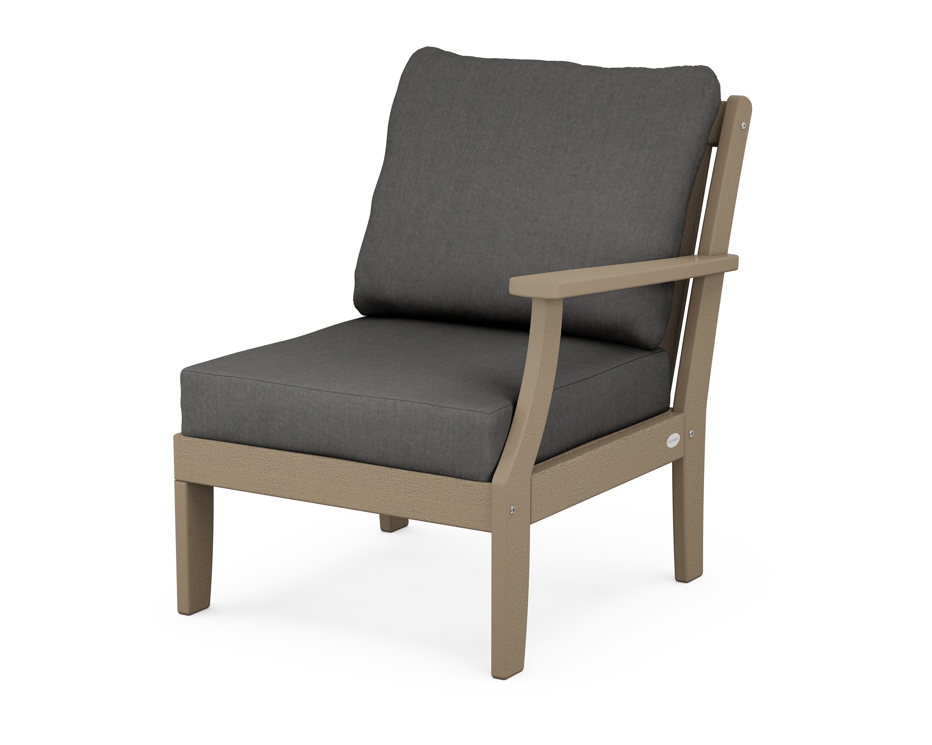 POLYWOOD® Braxton Modular Right Arm Chair in Vintage Sahara / Spectrum Carbon