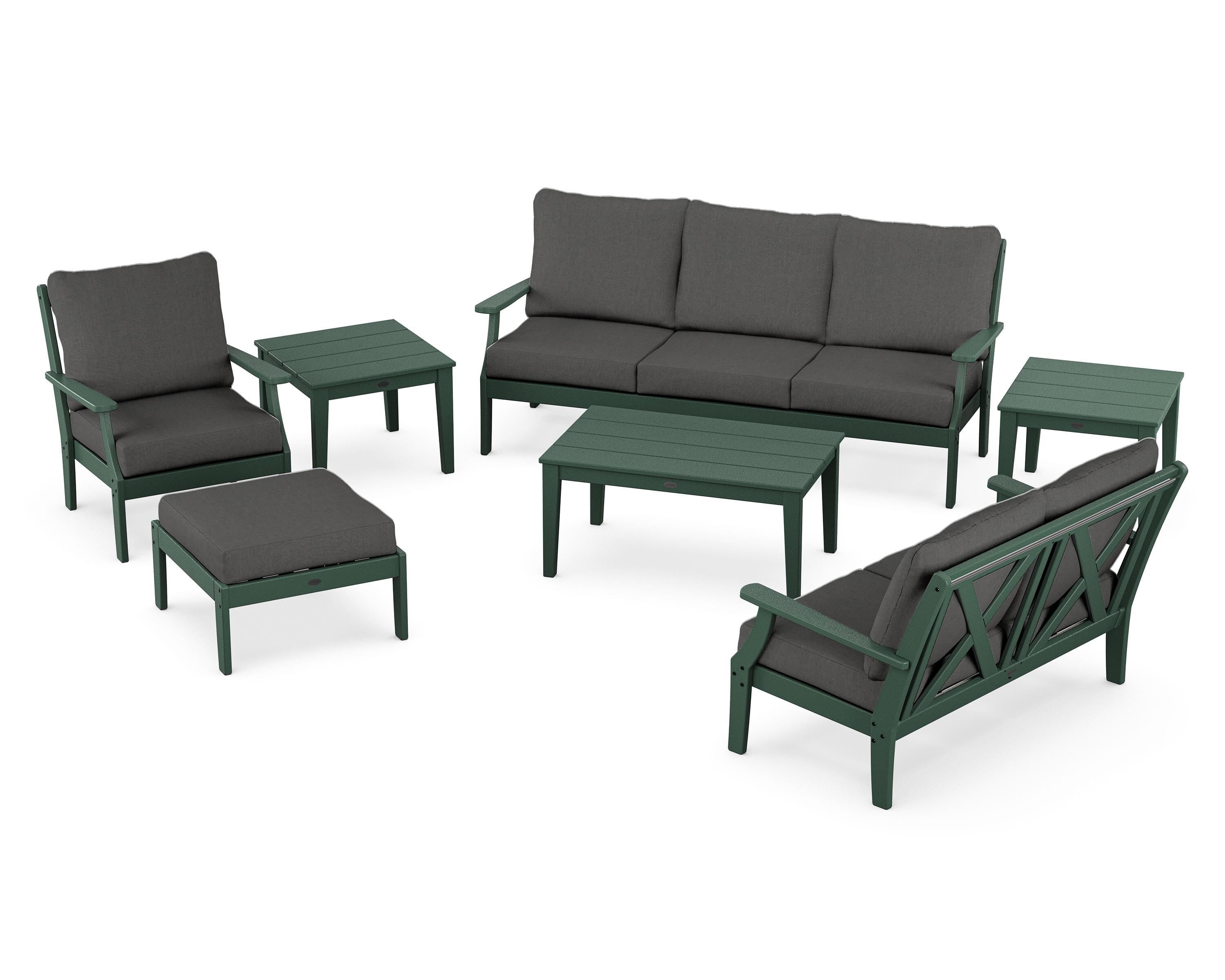 POLYWOOD® Braxton 7-Piece Deep Seating Set in Green / Spectrum Carbon