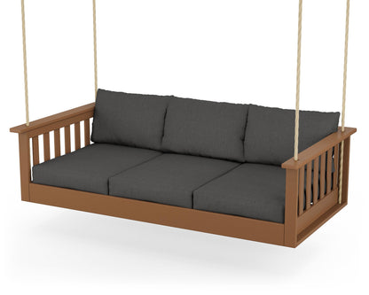 POLYWOOD® Vineyard Daybed Swing in Teak / Spectrum Carbon