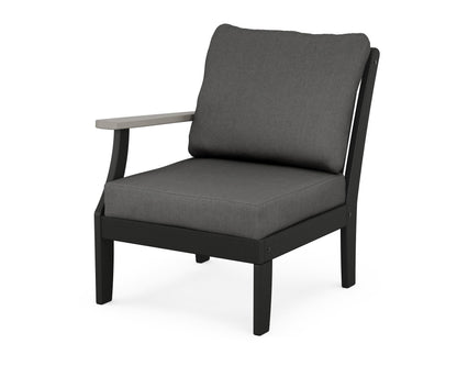 POLYWOOD® Braxton Modular Left Arm Chair in Black / Driftwood / Spectrum Carbon