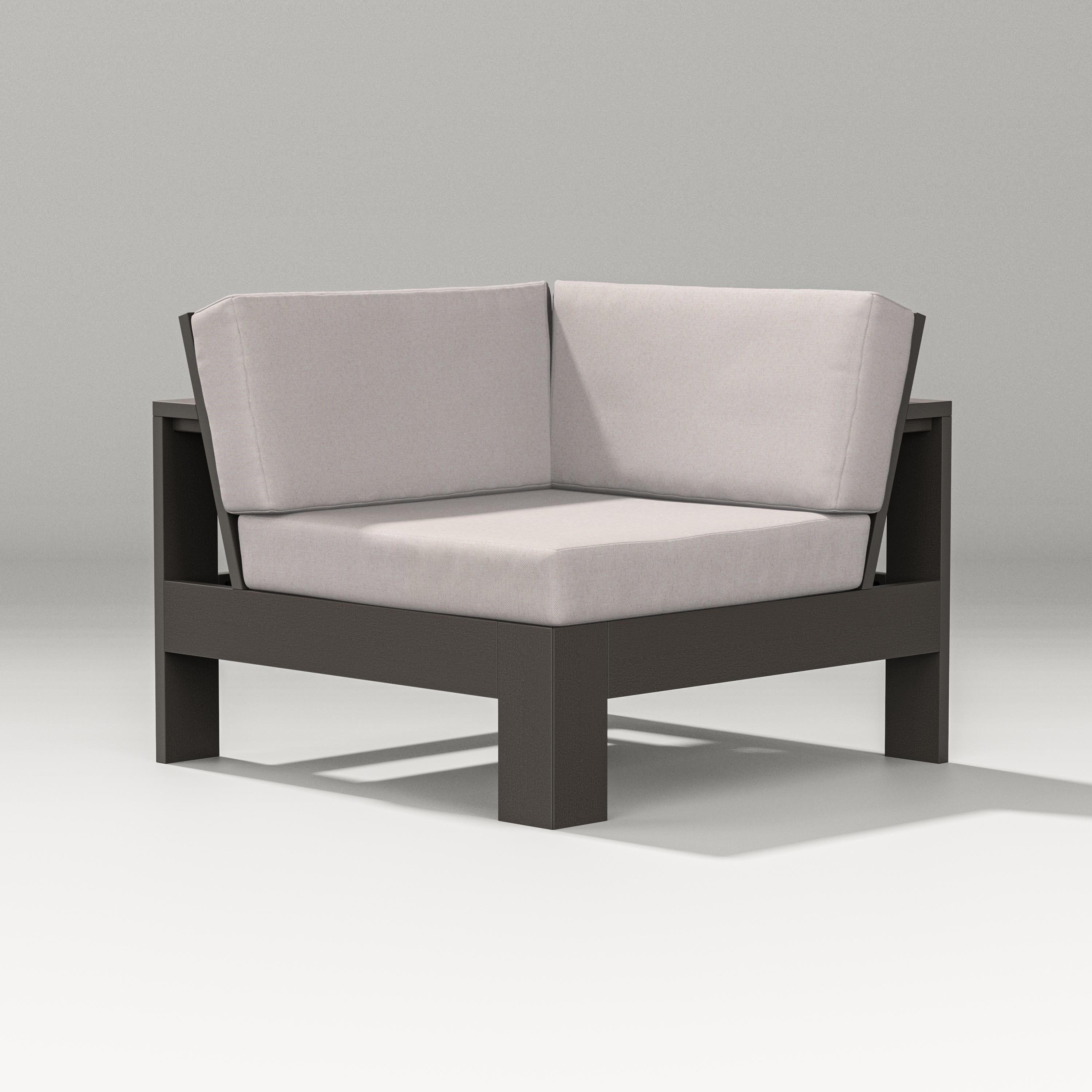 PW Designer Series Latitude Modular Corner Chair in Vintage Coffee / Dune Burlap