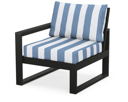 POLYWOOD® EDGE Modular Left Arm Chair in Black / Cabana Stripe Sky Blue