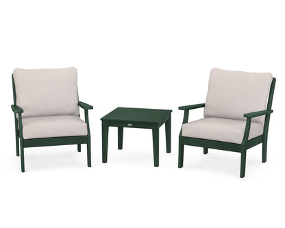 POLYWOOD® Braxton 3-Piece Deep Seating Set in Green / Dune Burlap