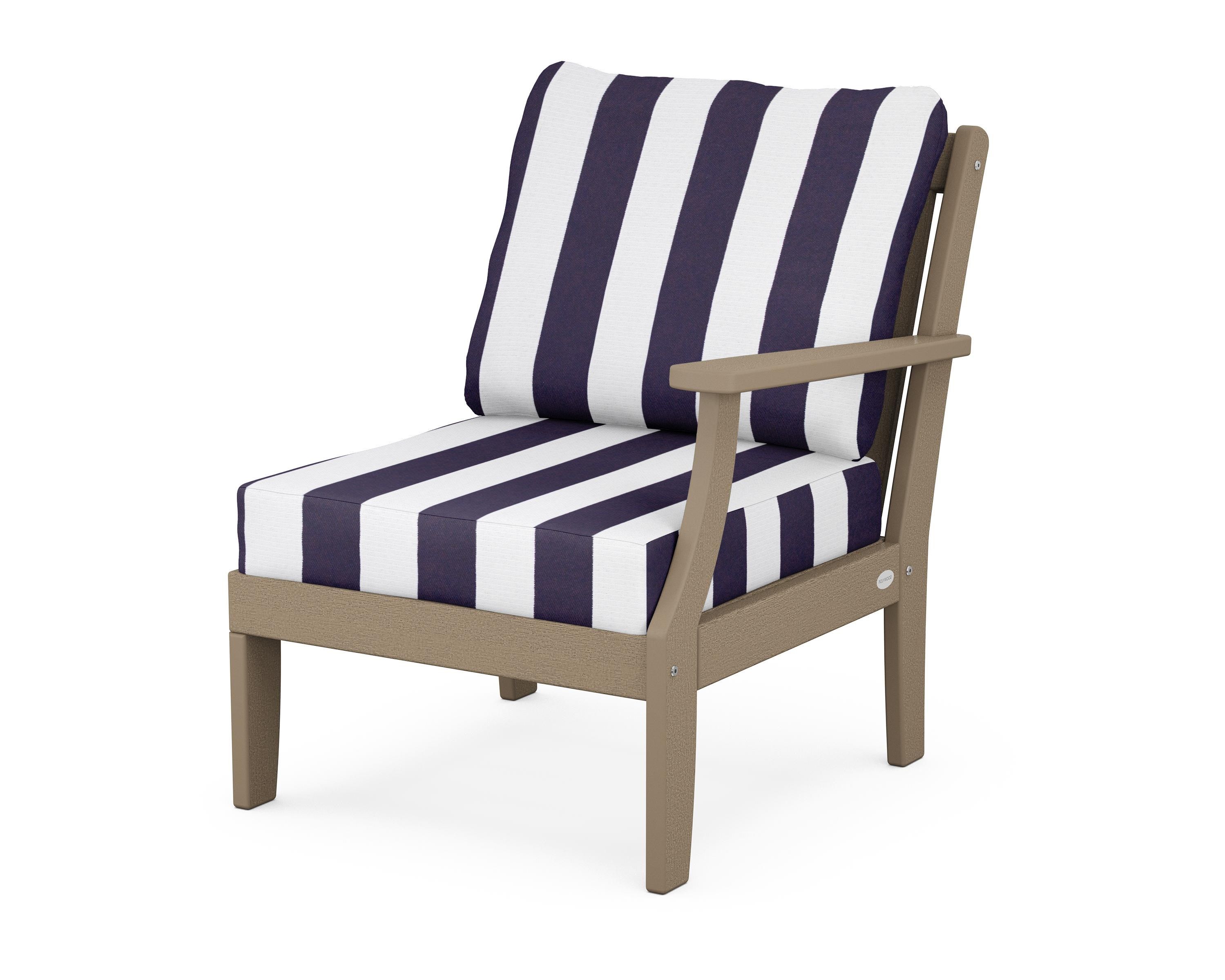 POLYWOOD® Braxton Modular Right Arm Chair in Vintage Sahara / Cabana Stripe Navy