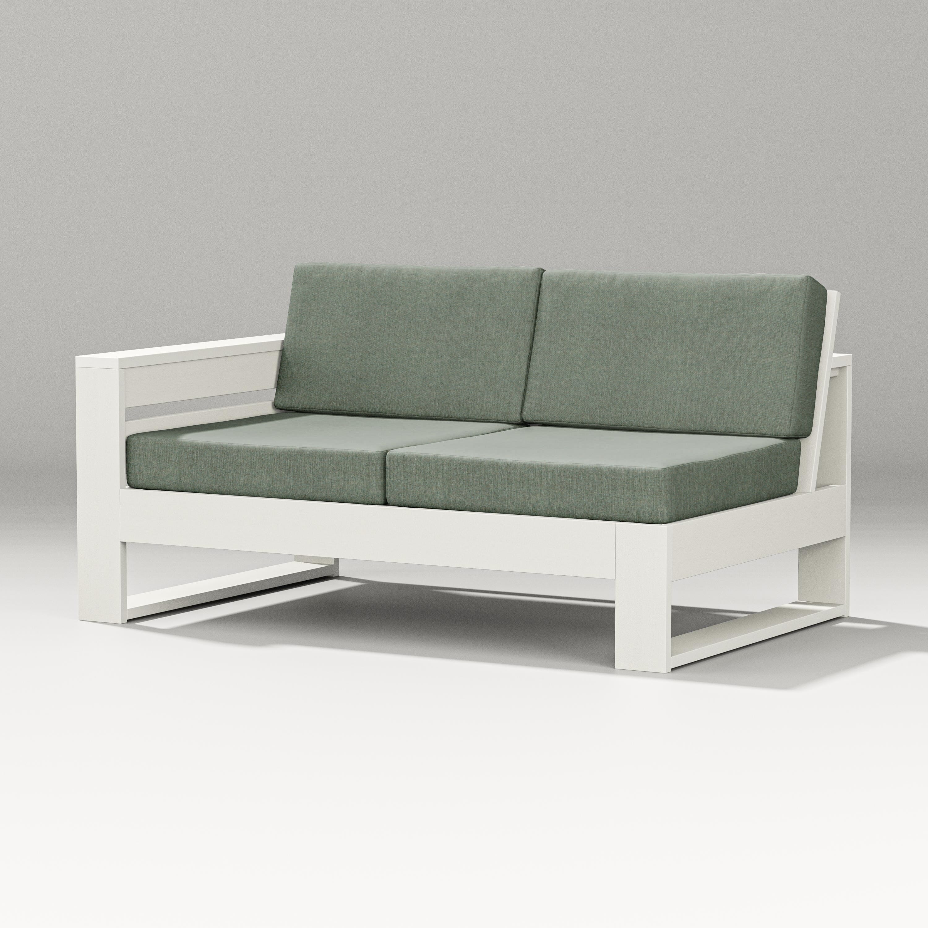 PW Designer Series Latitude Modular Left Arm Loveseat in Vintage White / Cast Sage