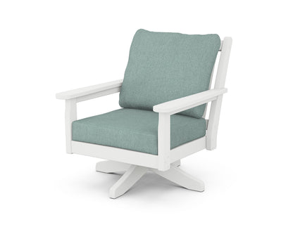 POLYWOOD® Chippendale Deep Seating Swivel Chair in White / Glacier Spa