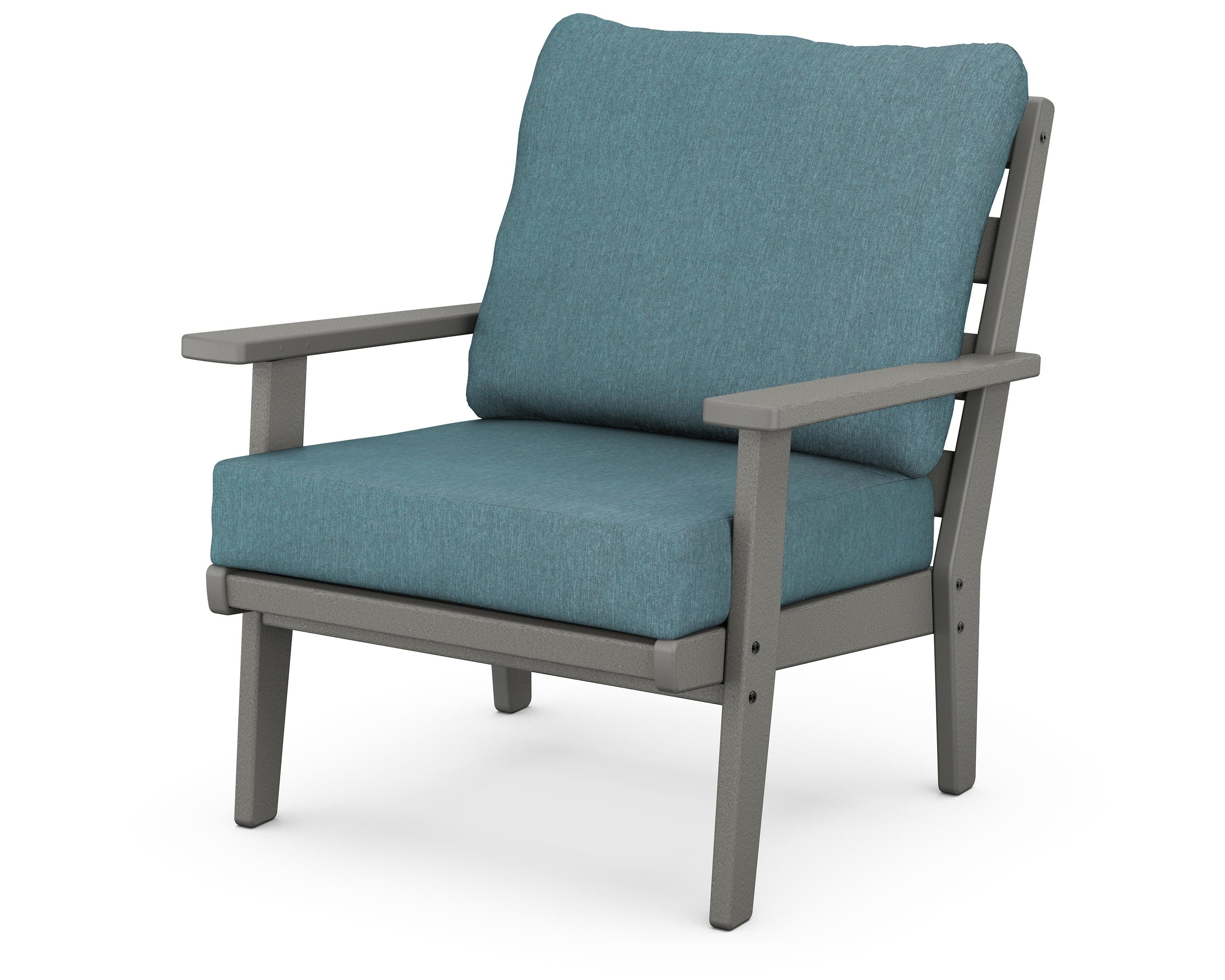 POLYWOOD® Grant Park Deep Seating Chair in Slate Grey / Ocean Teal