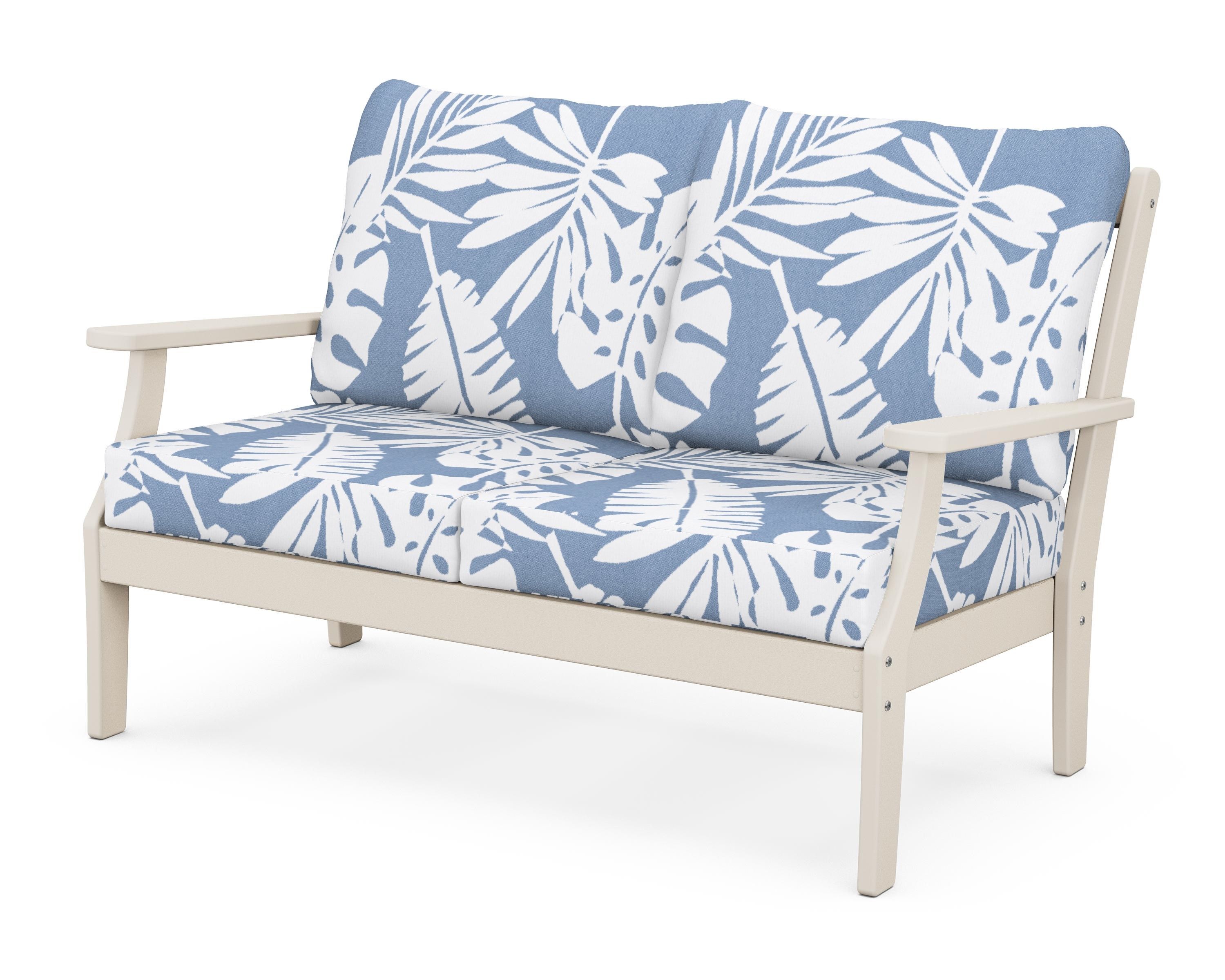 POLYWOOD® Braxton Deep Seating Loveseat in Sand / Leaf Sky Blue
