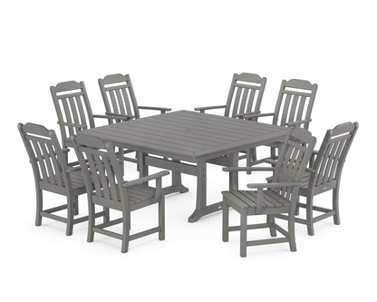 Country Living Cottage 9-Piece Square Dining Set with Trestle Legs in Slate Grey