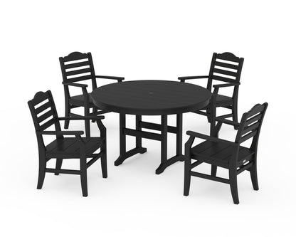 POLYWOOD® Savannah 5-Piece Round Farmhouse Dining Set in Black