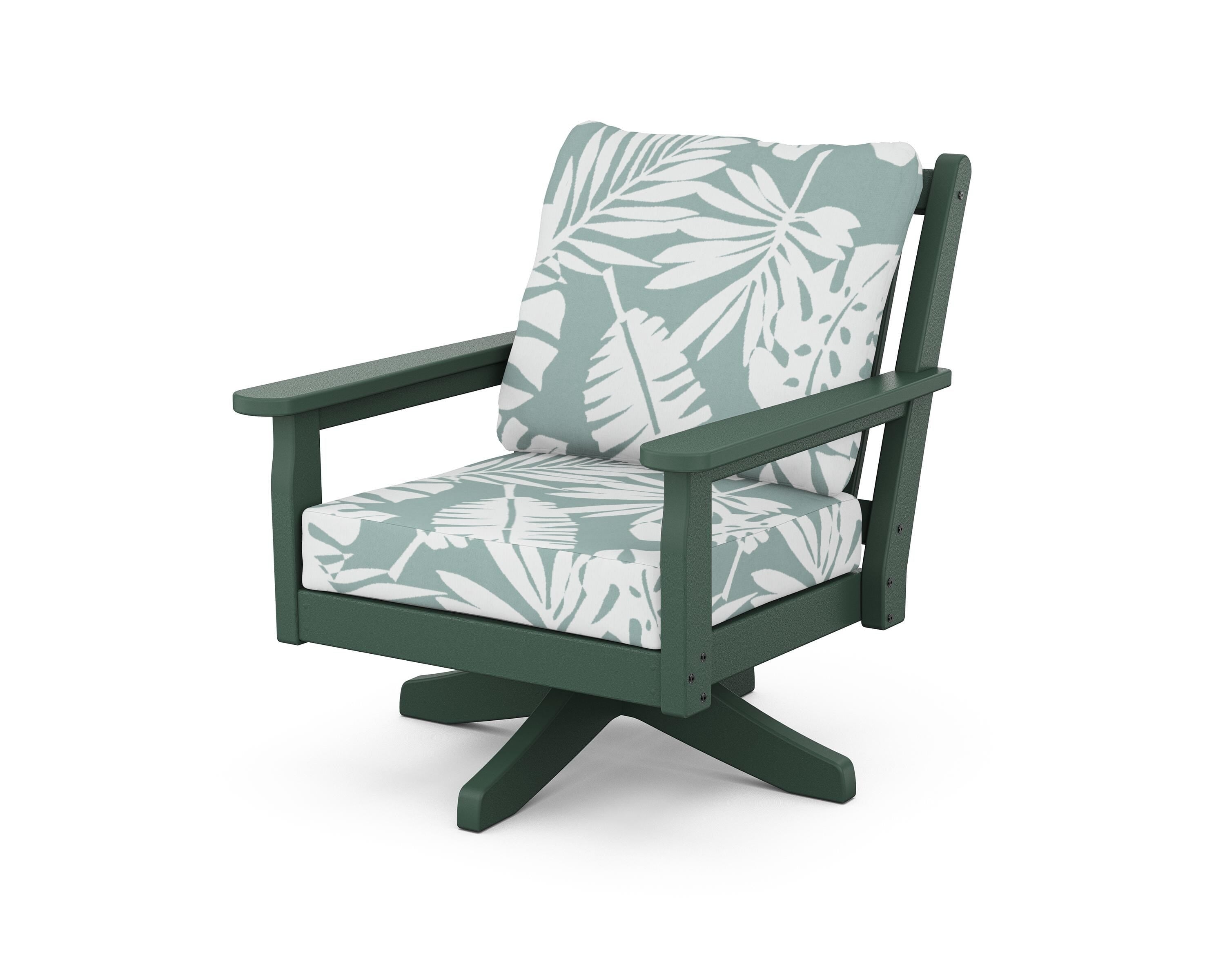 POLYWOOD® Chippendale Deep Seating Swivel Chair in Green / Leaf Glacier Spa